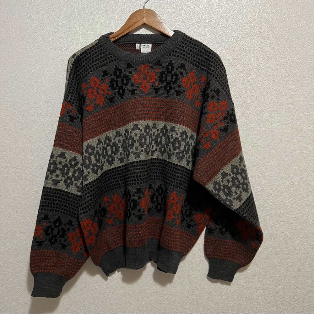 Imperia Made in ItalyMen's Pullover long sleeves sweater Snowflakes Design Sz LG